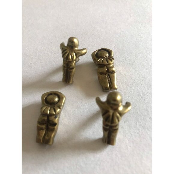 Vtg 1970's Male Female Screw Together Molten Brass Cufflinks Brutalist Modernist - Picture 3 of 10